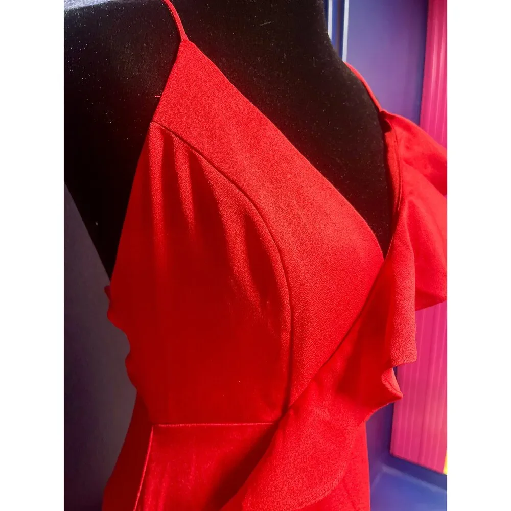 Red Ruffled Long Dress - Picture 2 of 3